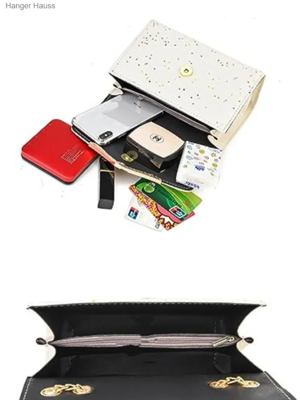 Vegan Leather Messenger Bag Crossbody Purse with Chain Strap